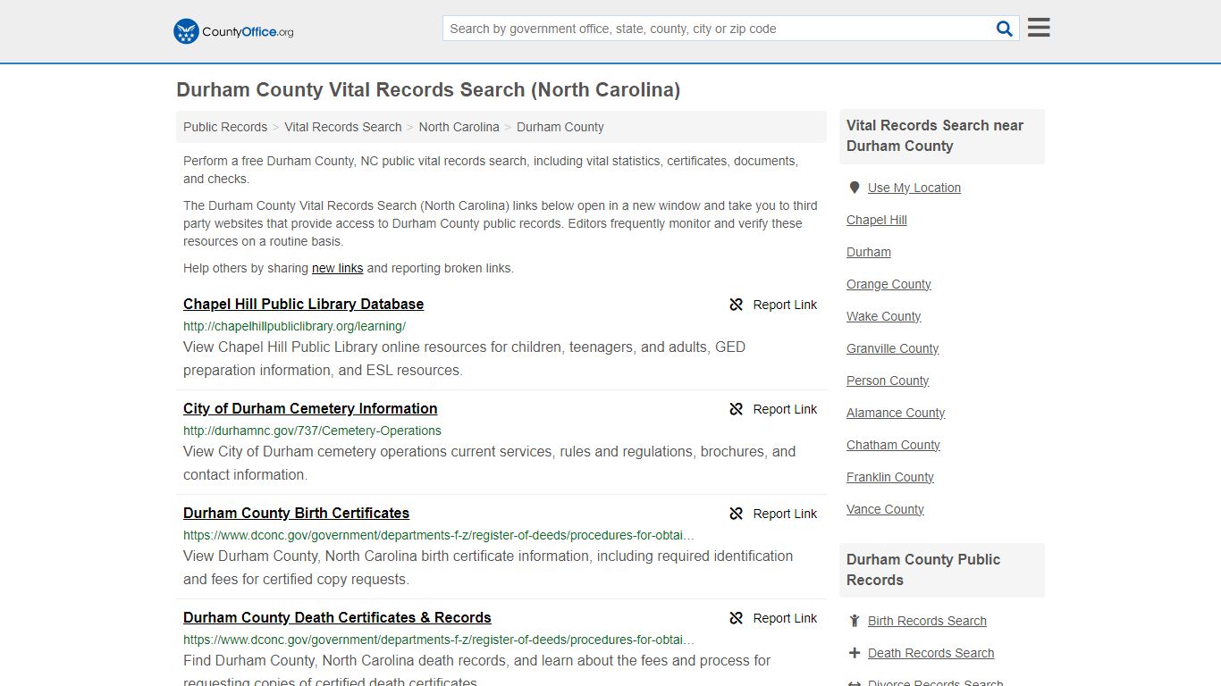 Vital Records Search - Durham County, NC (Birth, Death, Marriage ...